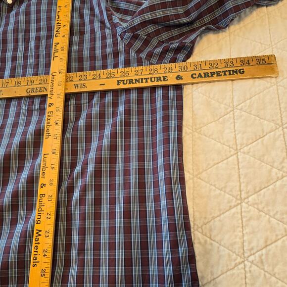 Duluth Trading Co Shirt Men's 3XL Red Blue Plaid Wrinkle Fighter Classic Casual - Picture 8 of 8